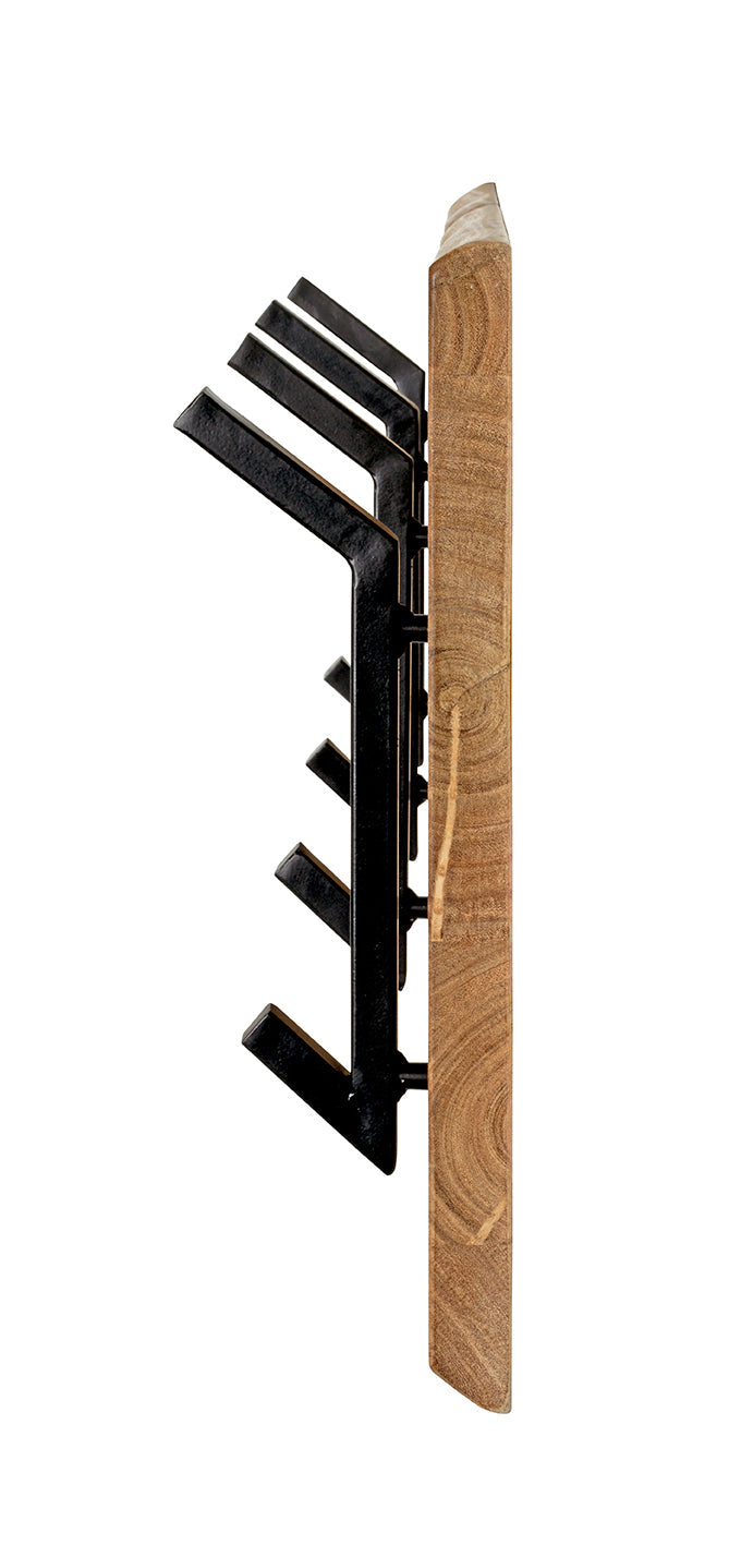 HAKU Möbel Wandgarderobe aus Massivholz Baumkante in Braun B 90 cm H 15-36 cm, 90 x 12 cm, H 36 cm