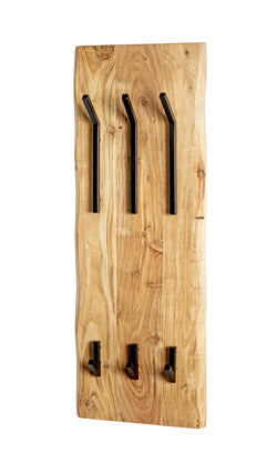 HAKU Möbel Wandgarderobe aus Massivholz Baumkante in Braun 36 x 12 x 100 cm