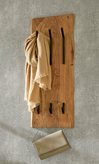 HAKU Möbel Wandgarderobe aus Massivholz Baumkante in Braun 36 x 12 x 100 cm