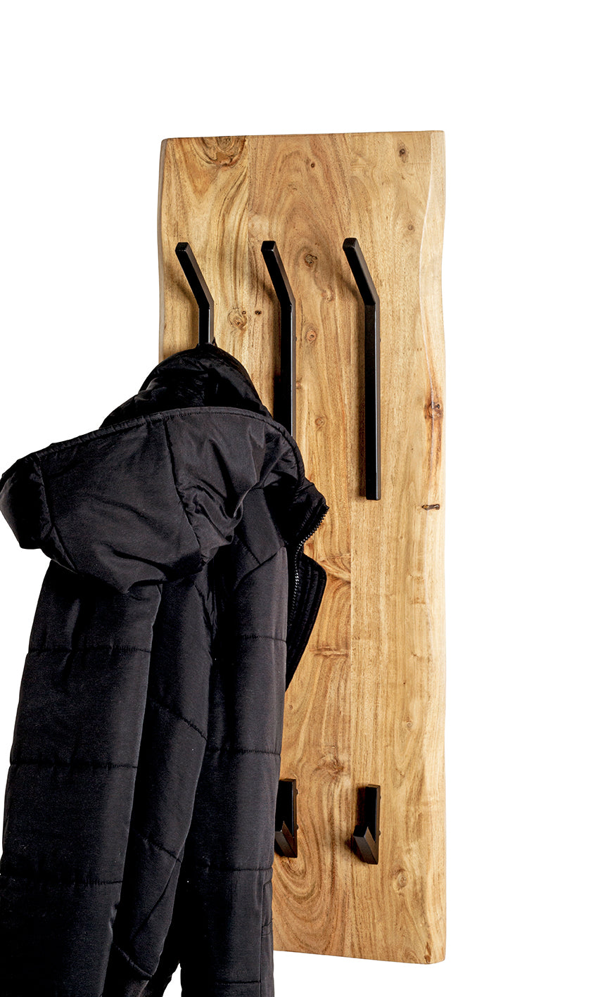 HAKU Möbel Wandgarderobe aus Massivholz Baumkante in Braun 36 x 12 x 100 cm