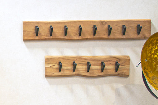 HAKU Möbel Wandgarderobe aus Massivholz Baumkante in Braun B 90 cm H 15-36 cm, 90 x 9 cm, H 15 cm