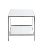 HAKU Möbel Beistelltisch aus Metall mit Spiegel 45 x 45 x 46 cm in Chrom