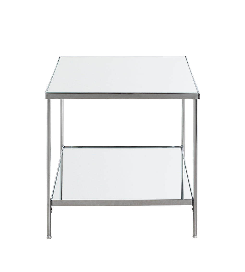 HAKU Möbel Beistelltisch aus Metall mit Spiegel 45 x 45 x 46 cm in Chrom