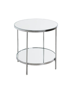 HAKU Möbel Beistelltisch aus Metall mit Spiegel in Silber 44 x 46 cm