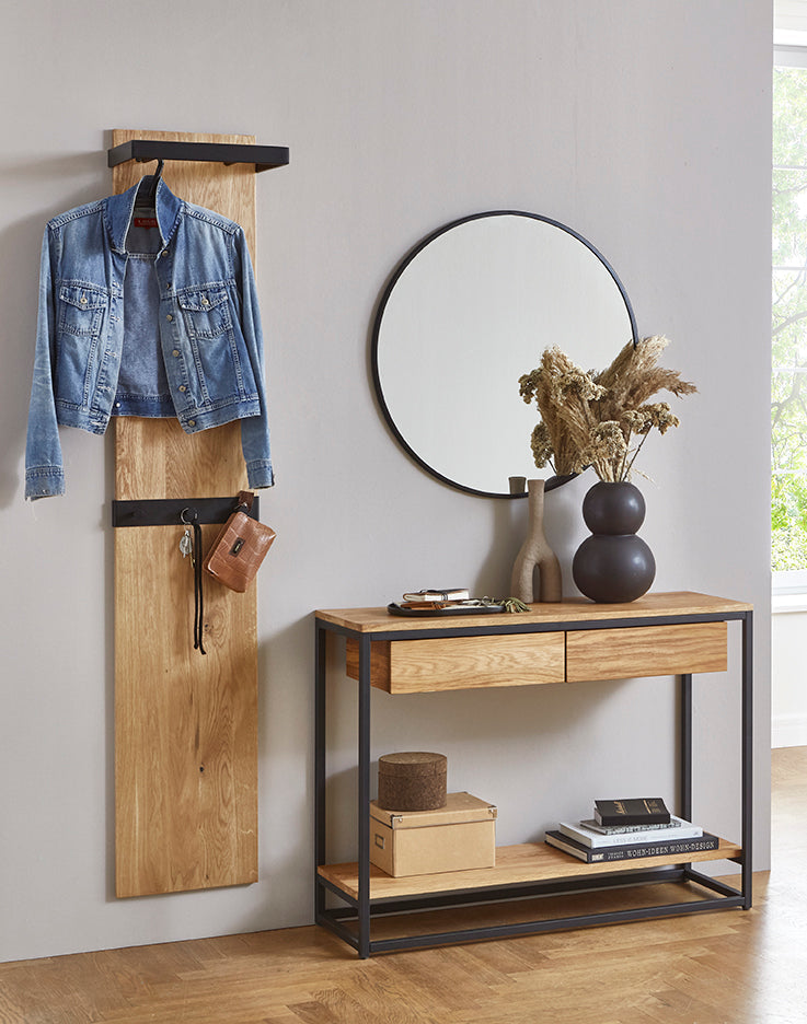 HAKU Möbel Wandgarderobe aus Massivholz in Braun 35 x 25 x 175 cm