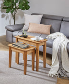HAKU Möbel Beistelltisch aus Massivholz Schweizer Kante in Braun B 43-56 cm H 42-52 cm, 56 x 30 cm, H 52 cm