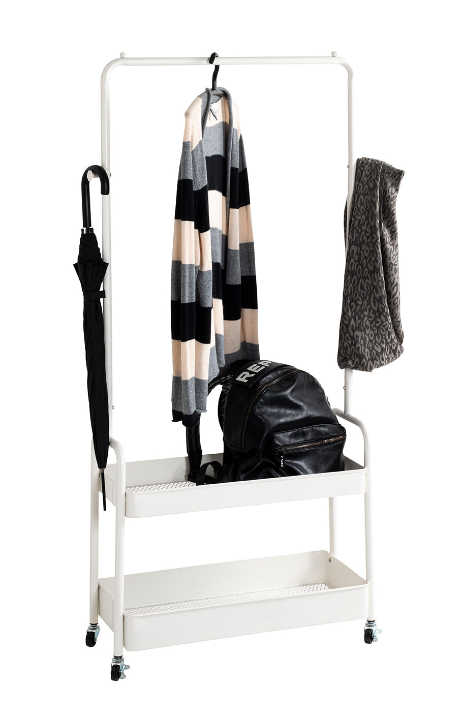 HAKU Möbel Rollgarderobe aus Metall in Weiss