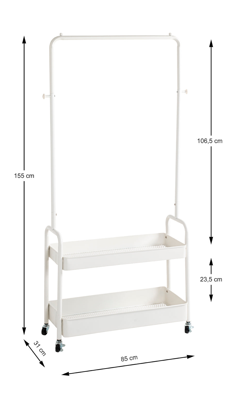HAKU Möbel Rollgarderobe aus Metall in Weiss