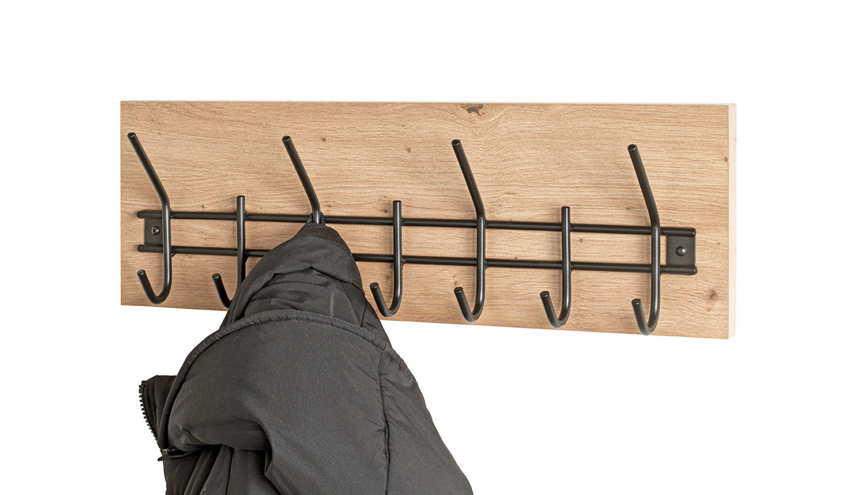 HAKU Möbel Wandgarderobe aus MDF kratzbeständig in Braun 60 x 10 x 20 cm