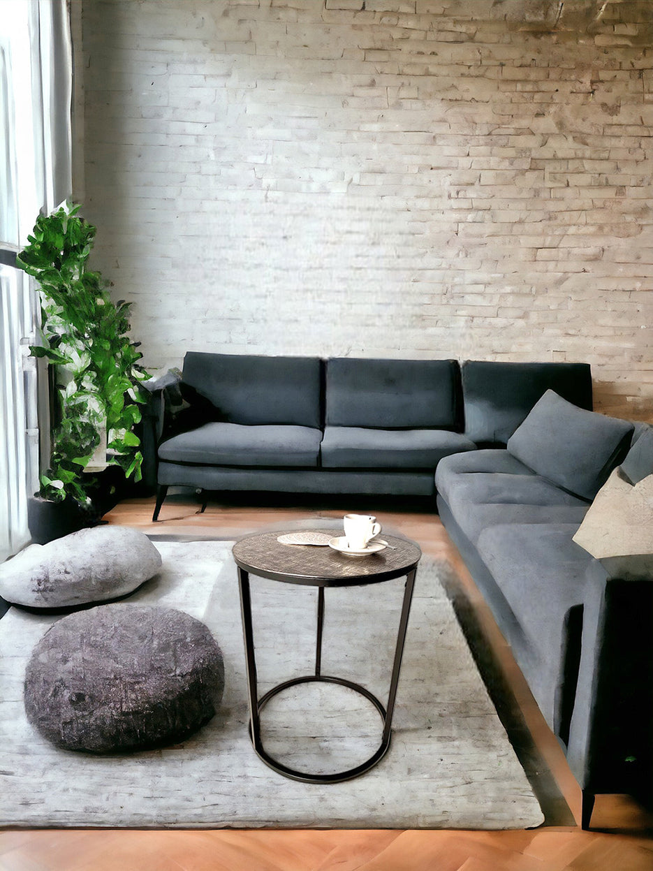 HAKU Möbel Beistelltisch aus Metall in Silber H 52-60 cm Ø 41-46 cm, Ø 41 cm, H 52 cm
