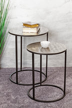 HAKU Möbel Beistelltisch aus Metall in Silber H 52-60 cm Ø 41-46 cm, Ø 41 cm, H 52 cm