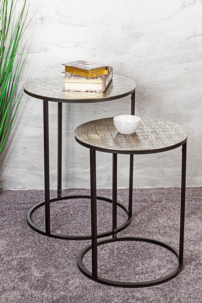 HAKU Möbel Beistelltisch aus Metall in Silber H 52-60 cm Ø 41-46 cm, Ø 41 cm, H 52 cm