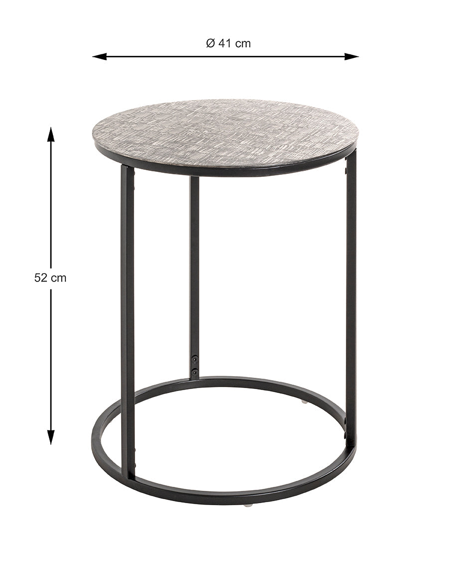 HAKU Möbel Beistelltisch aus Metall in Silber H 52-60 cm Ø 41-46 cm, Ø 41 cm, H 52 cm