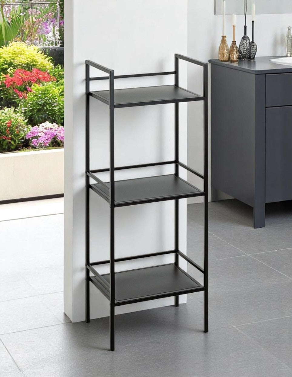 HAKU Möbel Regal aus Metall in Schwarz B 35-40 cm H 95-128 cm, 35 x 25 cm, H 95 cm