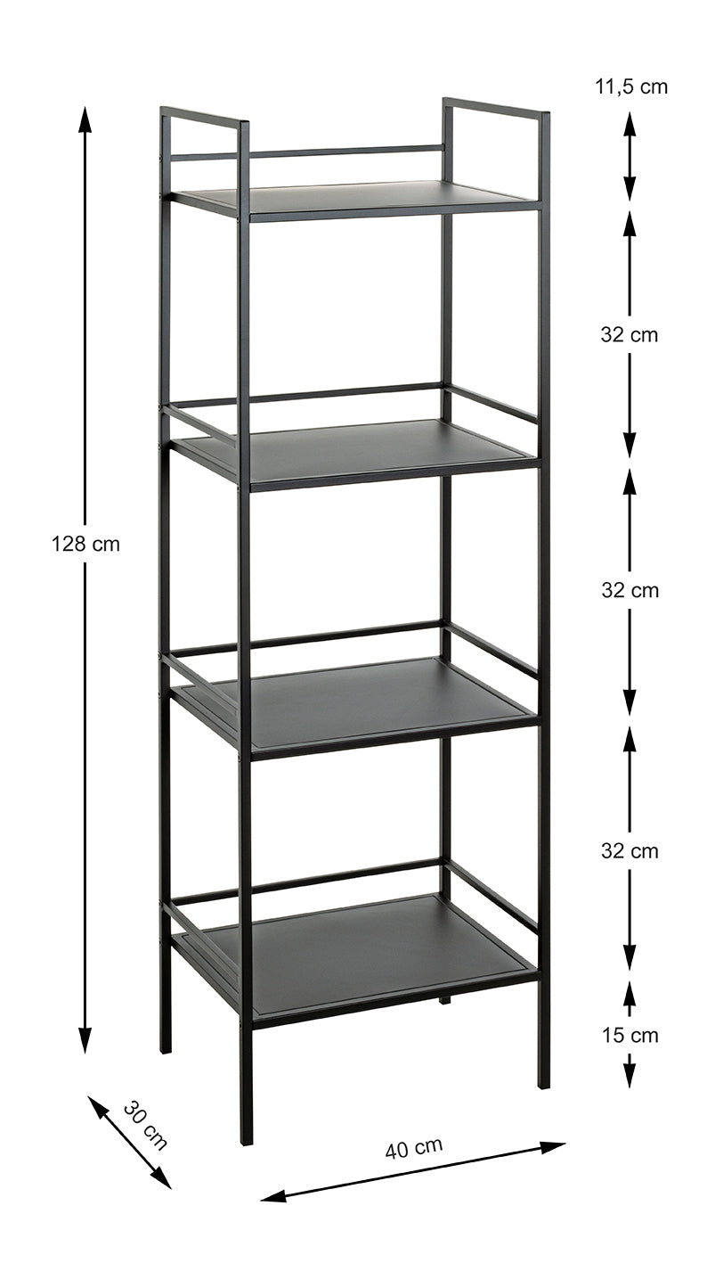 HAKU Möbel Regal aus Metall in Schwarz B 35-40 cm H 95-128 cm, 40 x 30 cm, H 128 cm