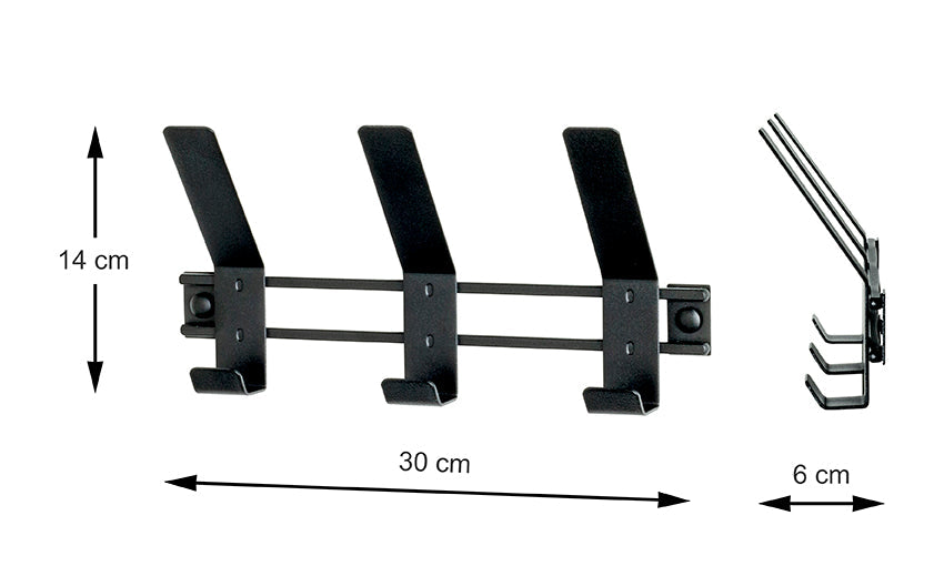 HAKU Möbel Garderobenleiste aus Metall in Schwarz B 30-74 cm H 14 cm, 30 x 6 cm, H 14 cm