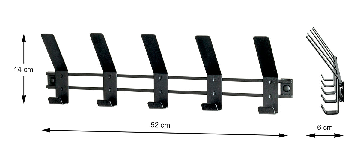 HAKU Möbel Garderobenleiste aus Metall in Schwarz B 30-74 cm H 14 cm, 52 x 6 cm, H 14 cm