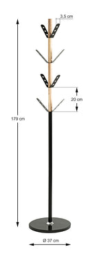 HAKU Möbel Garderobenständer aus Metall mit Marmor 37 x 179 cm in Natur, Schwarz