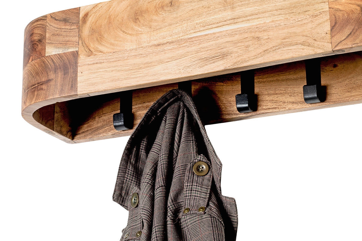 HAKU Möbel Wandgarderobe aus Massivholz in Braun B 60-100 cm H 13 cm, 60 x 20 cm, H 13 cm