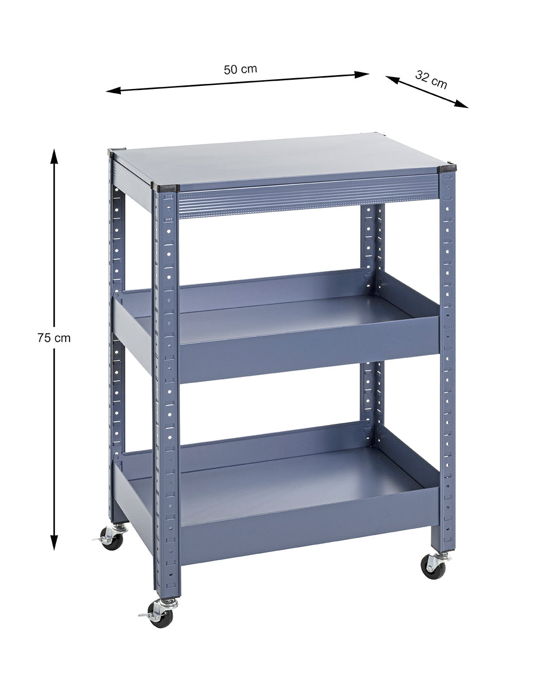 HAKU Möbel Servierwagen aus Metall 50 x 32 x 75 cm in Blau