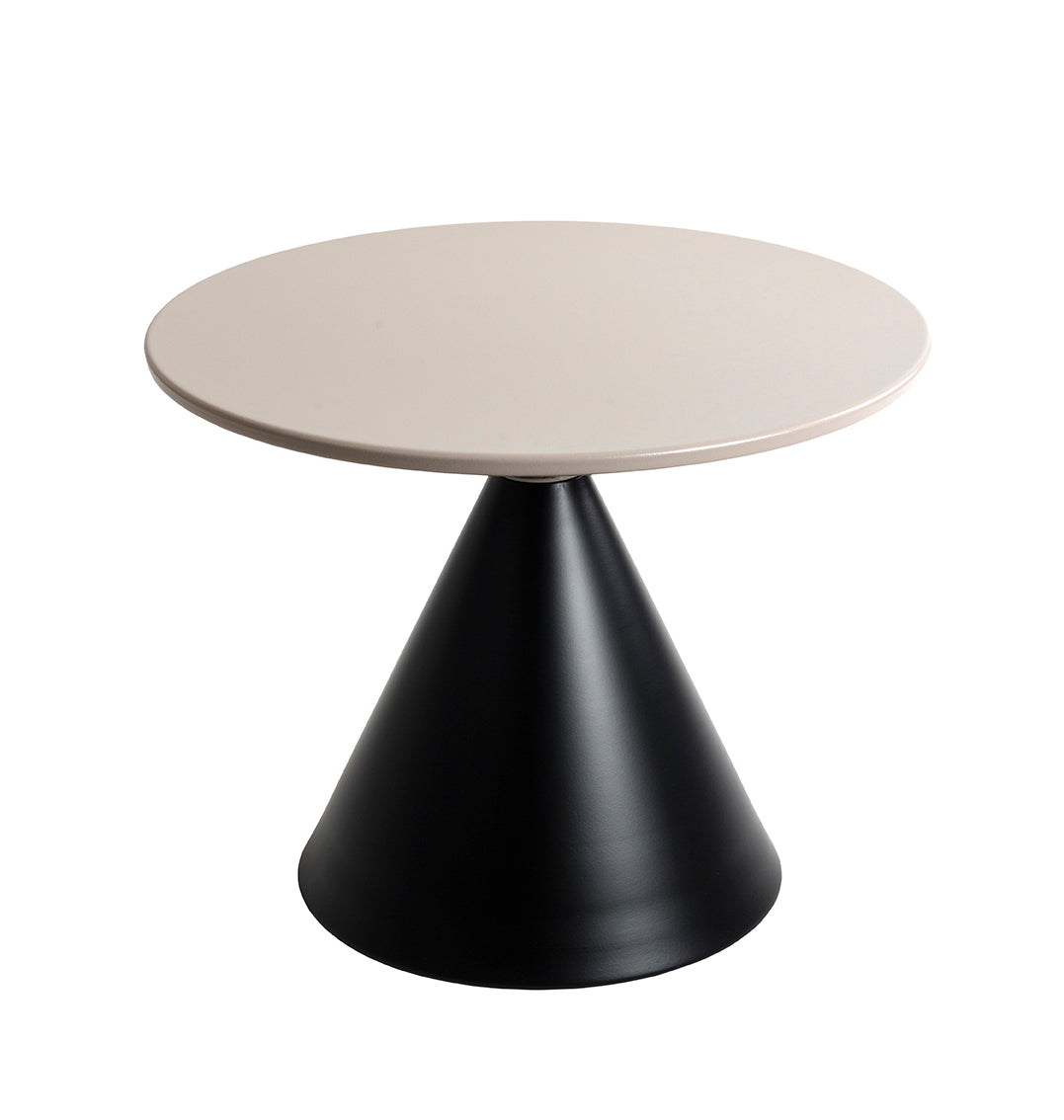 HAKU Möbel Beistelltisch aus Metall Säulenfuss in Beige, Ø 60 cm, H 47 cm