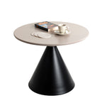 HAKU Möbel Beistelltisch aus Metall Säulenfuss in Beige, Ø 60 cm, H 47 cm