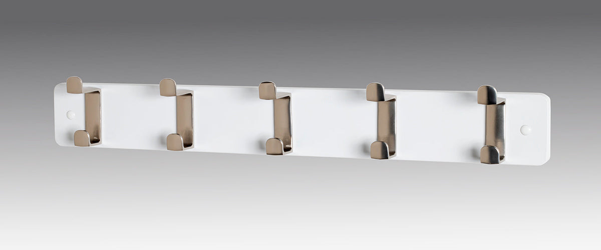 HAKU Möbel Garderobenleiste aus MDF B 45-55 cm H 7 cm, 55 x 6 cm, H 7 cm in Edelstahloptik, Weiss