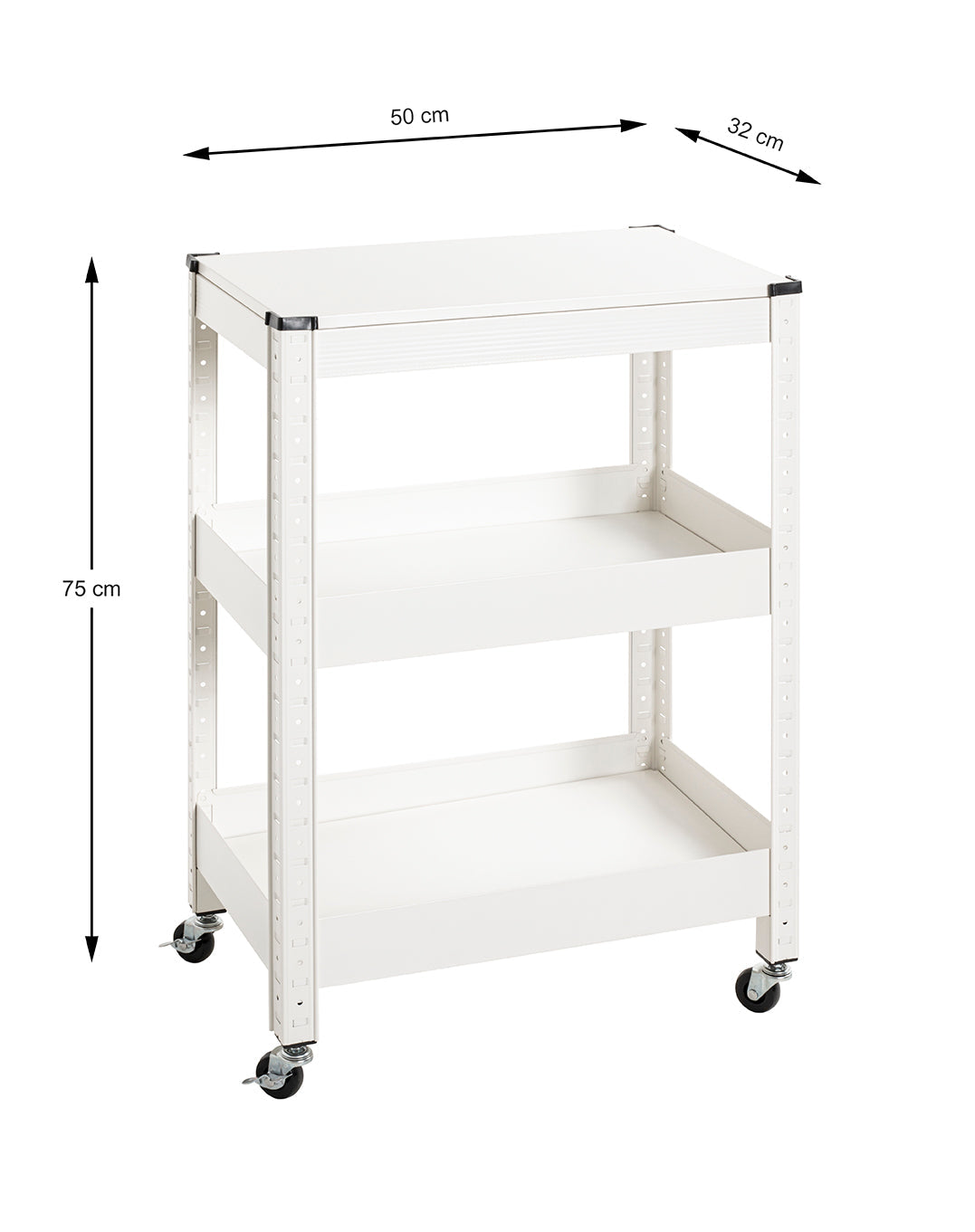 HAKU Möbel Servierwagen aus Metall 50 x 32 x 75 cm in Weiss