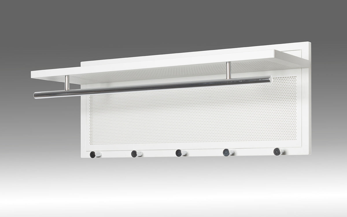 HAKU Möbel Wandgarderobe aus Metall 75 x 26 x 30 cm in Chrom, Weiss