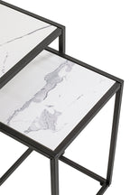 HAKU Möbel Beistelltisch aus Kunstmarmor Füsse höhenverstellbar in Schwarz, Weiss