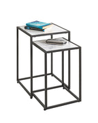 HAKU Möbel Beistelltisch aus Kunstmarmor Füsse höhenverstellbar in Schwarz, Weiss