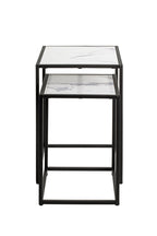 HAKU Möbel Beistelltisch aus Kunstmarmor Füsse höhenverstellbar in Schwarz, Weiss