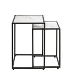 HAKU Möbel Beistelltisch aus Kunstmarmor Füsse höhenverstellbar in Schwarz, Weiss