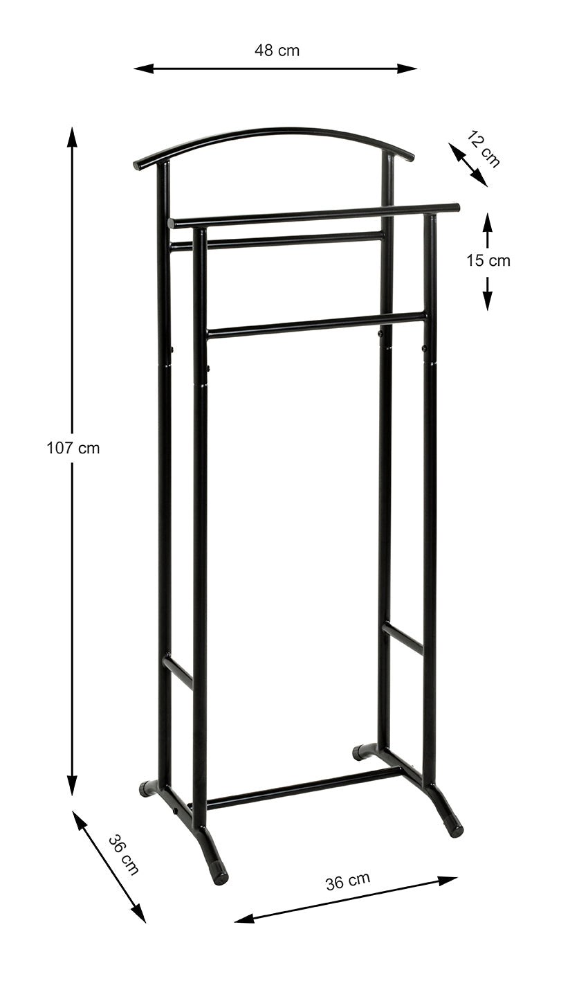 HAKU Möbel Herrendiener aus Metall 48 x 36 x 107 cm in Schwarz