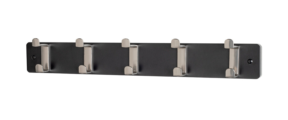 HAKU Möbel Garderobenleiste aus MDF B 45-55 cm H 7 cm, 55 x 6 cm, H 7 cm in Edelstahloptik, Schwarz