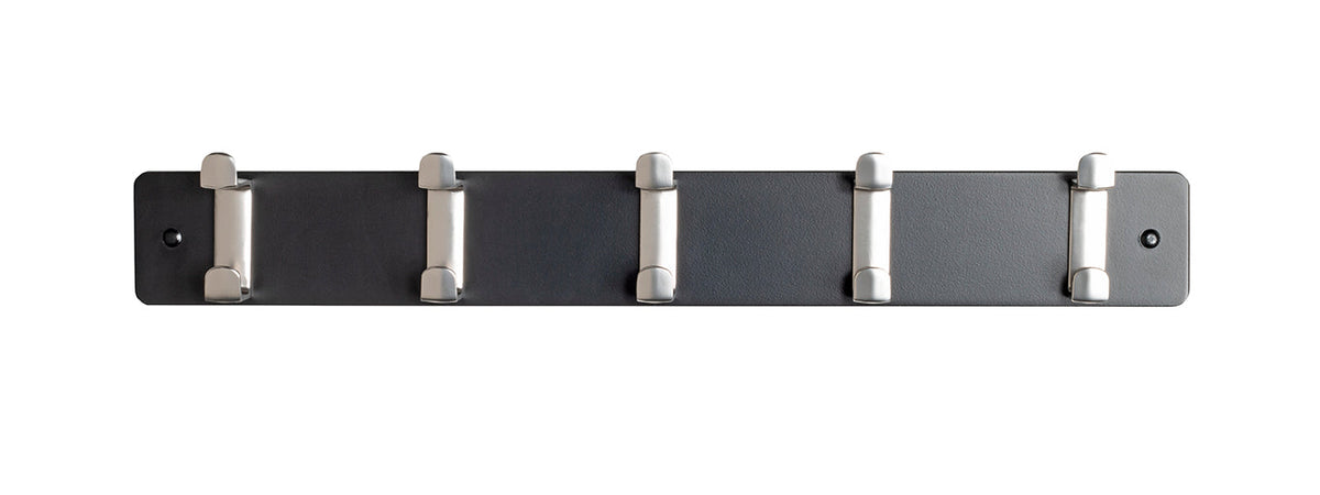 HAKU Möbel Garderobenleiste aus MDF B 45-55 cm H 7 cm, 55 x 6 cm, H 7 cm in Edelstahloptik, Schwarz
