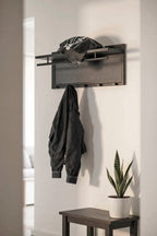 HAKU Möbel Wandgarderobe aus Metall 75 x 26 x 30 cm in Schwarz