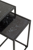 HAKU Möbel Beistelltisch aus Kunstmarmor Füsse höhenverstellbar in Schwarz