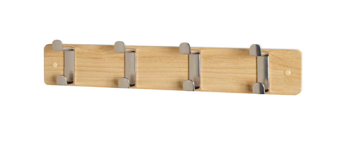 HAKU Möbel Garderobenleiste aus MDF B 45-55 cm H 7 cm, 45 x 6 cm, H 7 cm in Edelstahloptik, Eiche