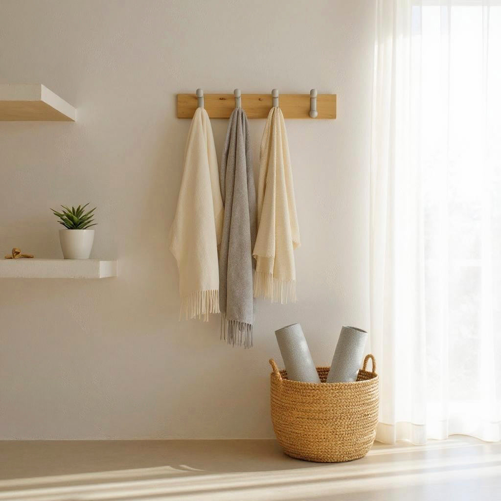 HAKU Möbel Garderobenleiste aus MDF B 45-55 cm H 7 cm, 45 x 6 cm, H 7 cm in Edelstahloptik, Eiche