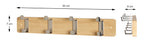 HAKU Möbel Garderobenleiste aus MDF B 45-55 cm H 7 cm, 45 x 6 cm, H 7 cm in Edelstahloptik, Eiche