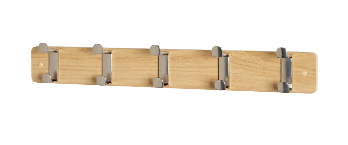 HAKU Möbel Garderobenleiste aus MDF B 45-55 cm H 7 cm, 55 x 6 cm, H 7 cm in Edelstahloptik, Eiche