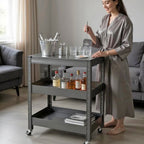 HAKU Möbel Servierwagen aus Metall 50 x 32 x 75 cm in Anthrazit