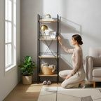 HAKU Möbel Regal aus MDF Kippschutz in Braun 34 x 27 x 130 cm