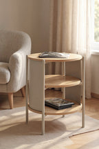 HAKU Möbel Beistelltisch aus MDF kratzbeständig in Braun H 44-60 cm Ø 44 cm, Ø 44 cm, H 60 cm in Eiche, Grau (Eiche natur, Kaschmirgrau)