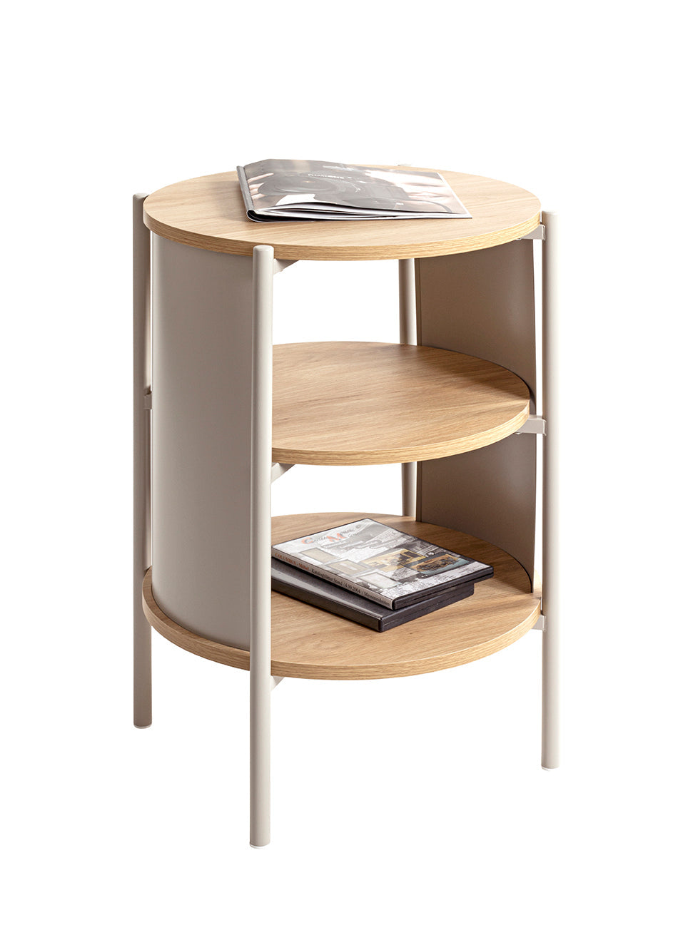 HAKU Möbel Beistelltisch aus MDF kratzbeständig in Braun H 44-60 cm Ø 44 cm, Ø 44 cm, H 60 cm in Eiche, Grau (Eiche natur, Kaschmirgrau)