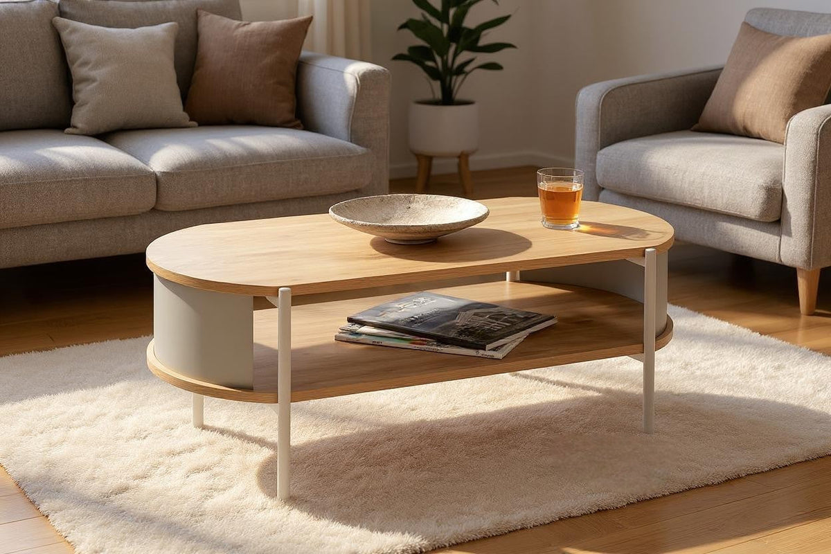 HAKU Möbel Couchtisch aus MDF kratzbeständig in Braun in Eiche, Grau (Eiche natur, Kaschmir)
