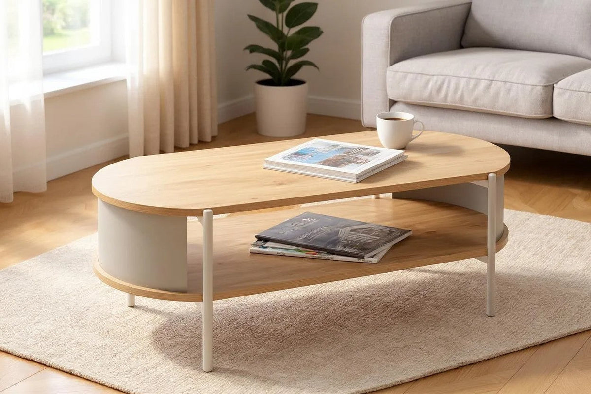 HAKU Möbel Couchtisch aus MDF kratzbeständig in Braun in Eiche, Grau (Eiche natur, Kaschmir)