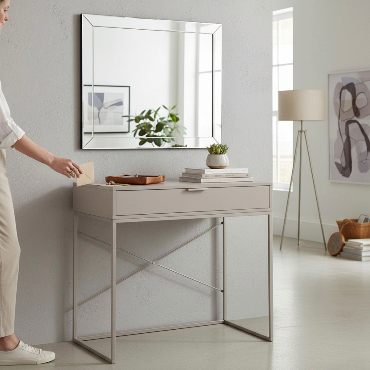 HAKU Möbel Konsole aus Holzwerkstoff kratzbeständig in Beige 80 x 46 x 79 cm