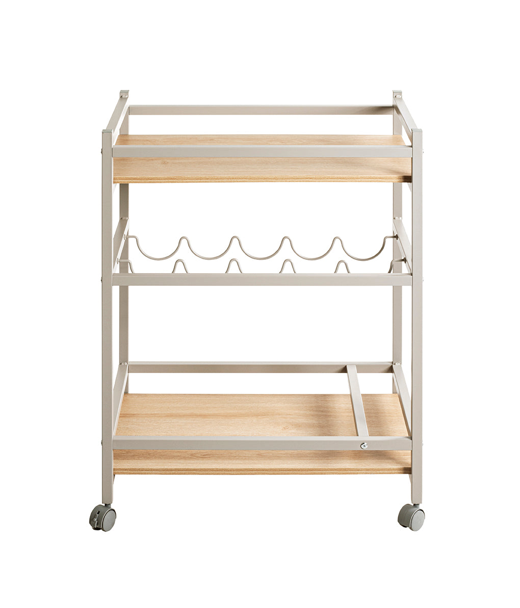 HAKU Möbel Servierwagen aus MDF kratzbeständig in Braun 60 x 40 x 80 cm in Eiche, Kaschmir (Eiche natur, Kaschmir)